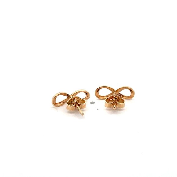 18K Gold Earrings Stud Infinity 1.47 grams - Picture 4 of 9